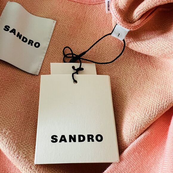 SANDRO Salmon Houndstooth Cardigan - 1 (Small) - Picture 3 of 6